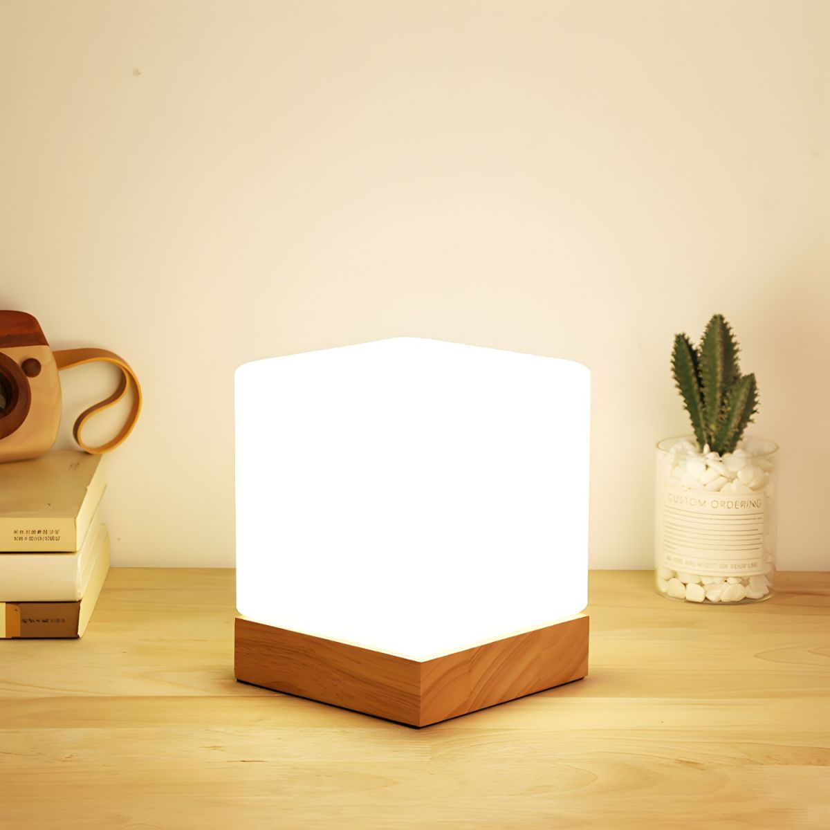 Table Lamp with Glass Square Shade Industrial Design | Selvix
