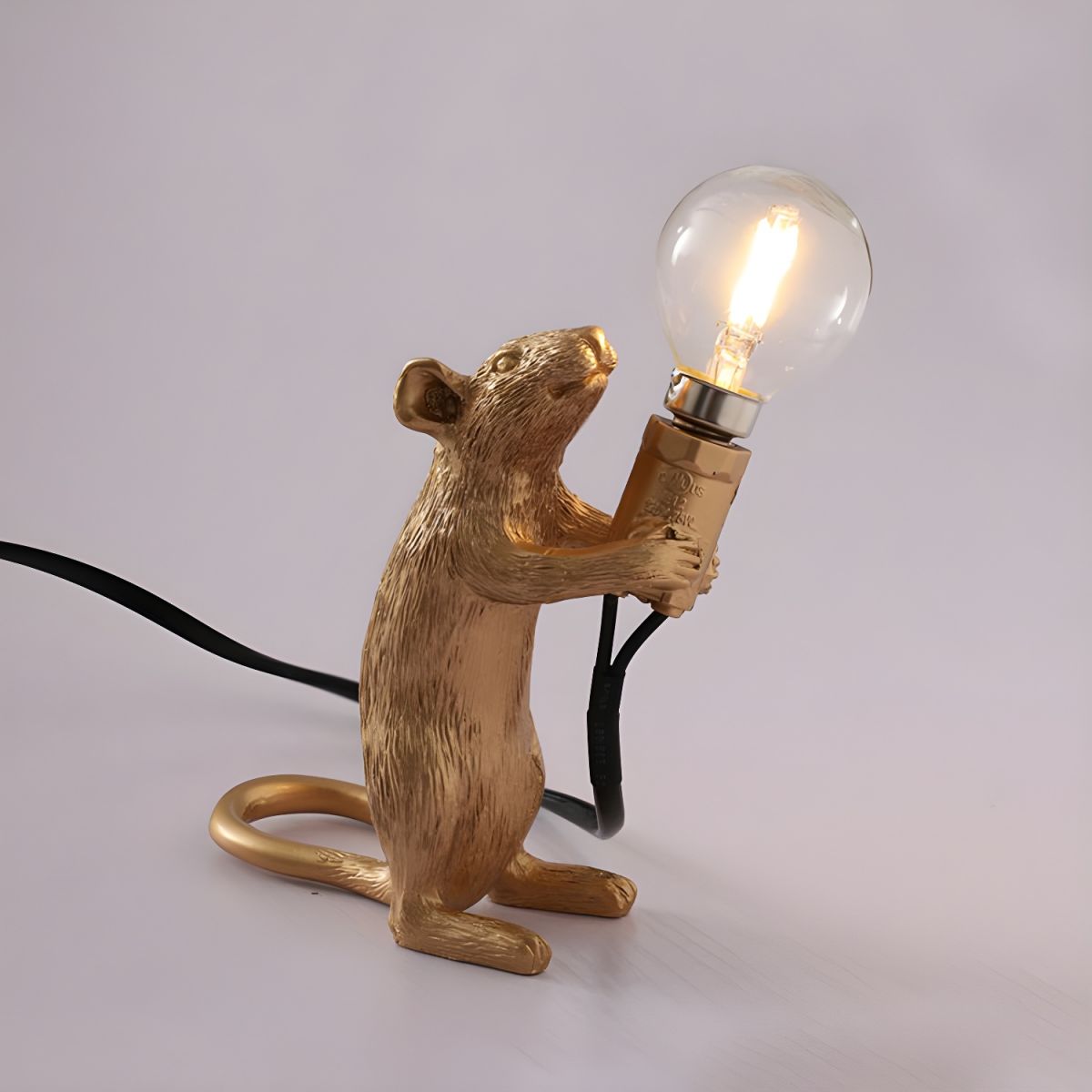 Table Lamp with Gold Resin Mouse Nordic Style | Morilo