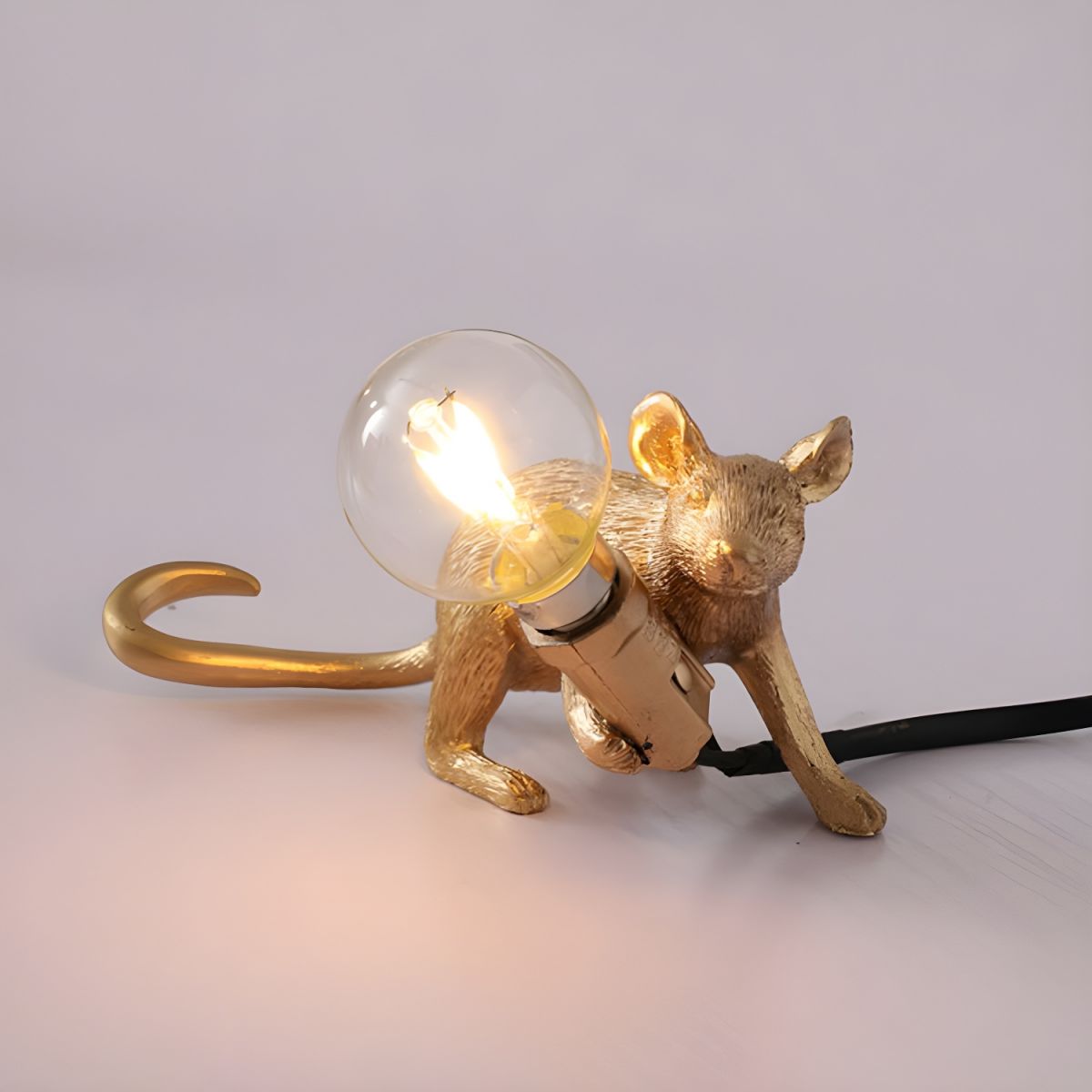 Table Lamp with Gold Resin Mouse Nordic Style | Morilo
