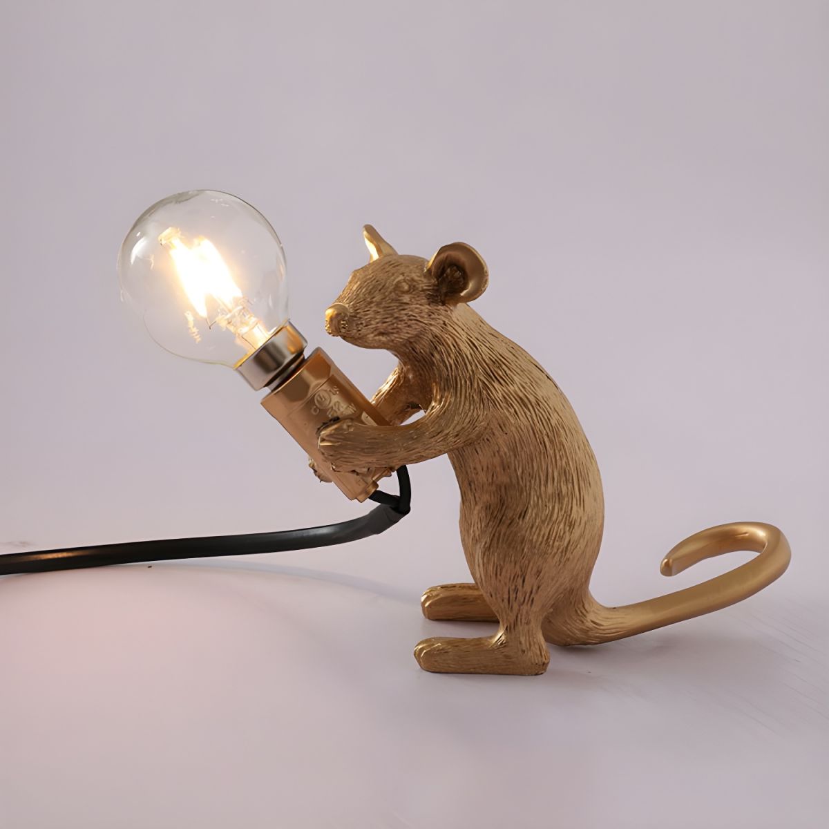Table Lamp with Gold Resin Mouse Nordic Style | Morilo