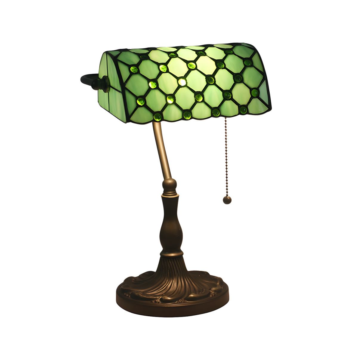 Table Lamp with Gridded Glass Retro Tiffany Style | Marvona