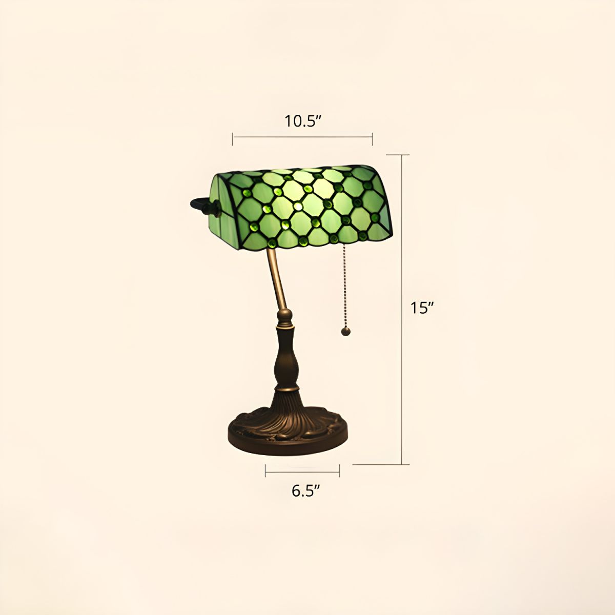 Table Lamp with Gridded Glass Retro Tiffany Style | Marvona