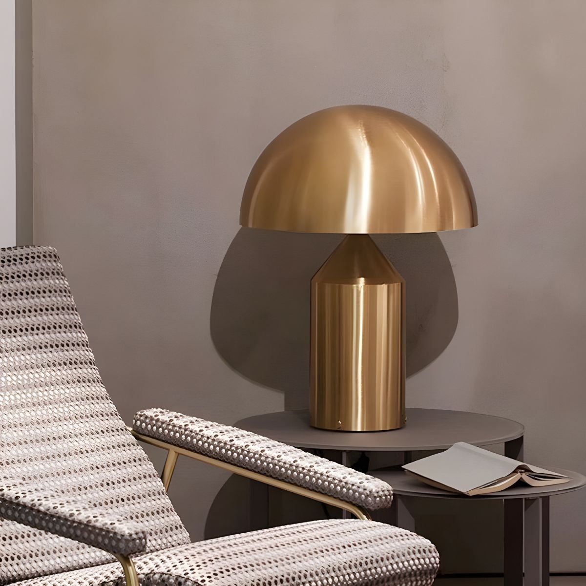 Table Lamp with Half Round Shade Modern Metal Gold | Selvira