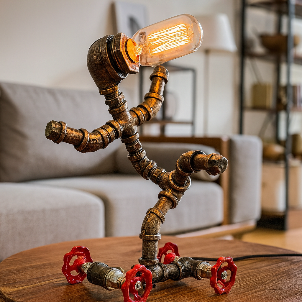 Table Lamp with Metal Body Industrial Steampunk Style | Zycron