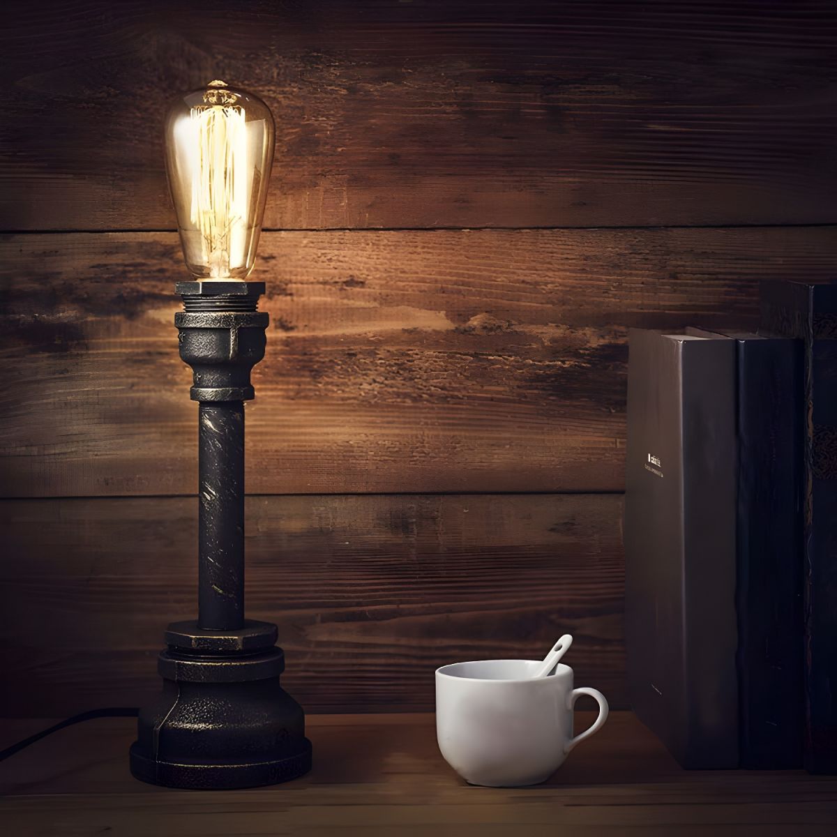 Table Lamp with Metal Pipe Industrial Design | Corvian