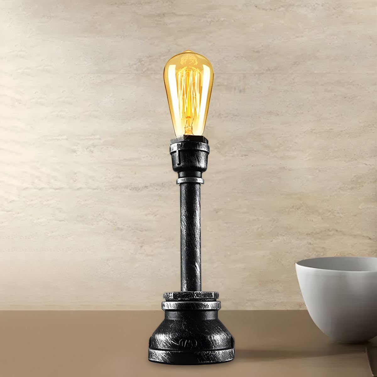 Table Lamp with Metal Pipe Industrial Design | Corvian