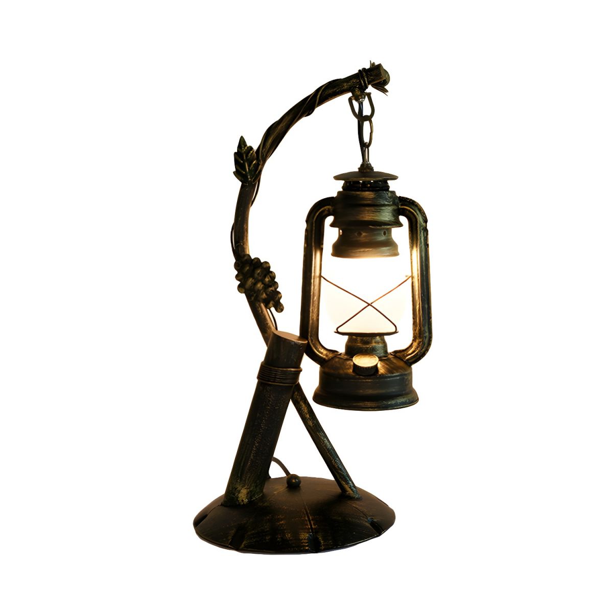 Table Lamp with Opal Glass Lantern Industrial Design | Merivo