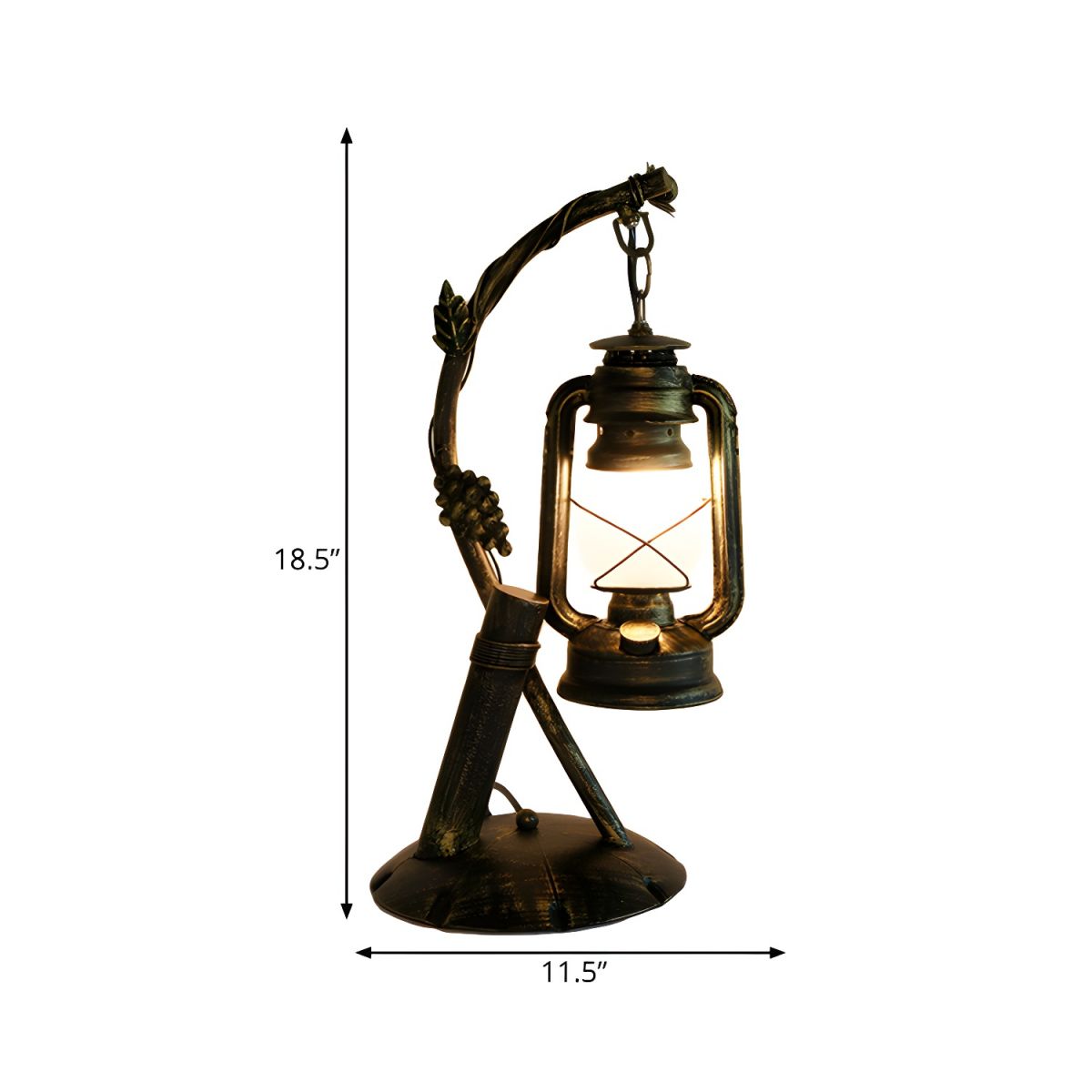 Table Lamp with Opal Glass Lantern Industrial Design | Merivo