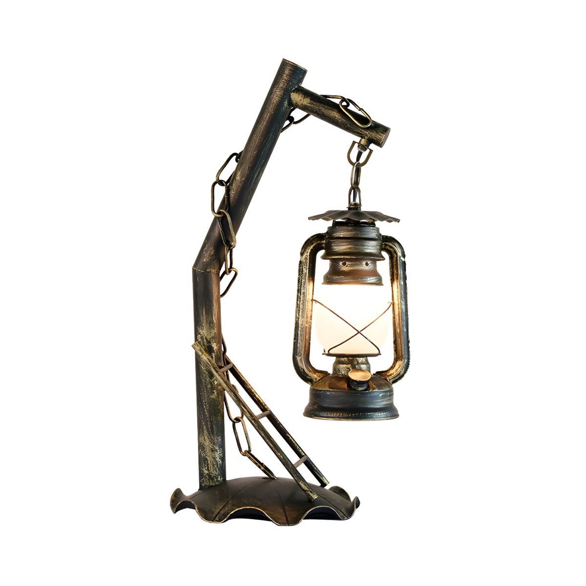 Table Lamp with Opal Glass Lantern Industrial Design | Merivo