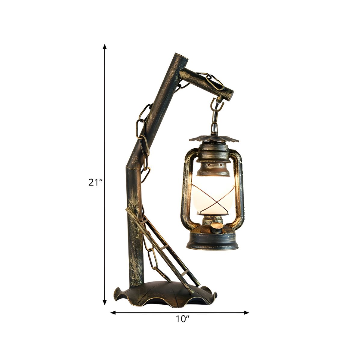 Table Lamp with Opal Glass Lantern Industrial Design | Merivo
