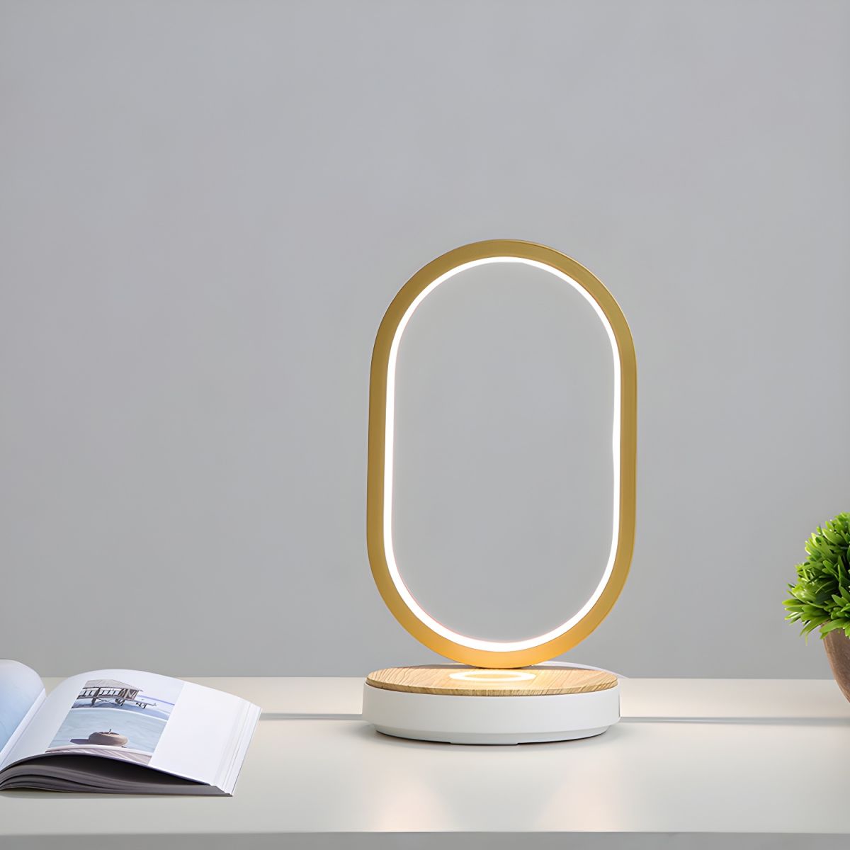 Table Lamp with Oval Shape Touch Control Minimalist Look | Elyoro