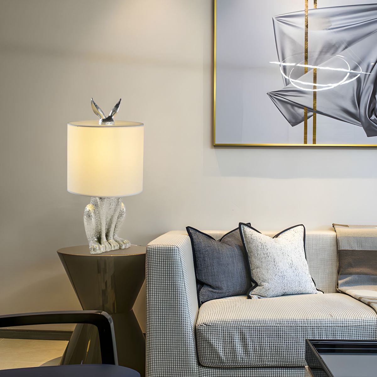 Table Lamp with Resin Masked Rabbit Nordic Art Deco | Cavira