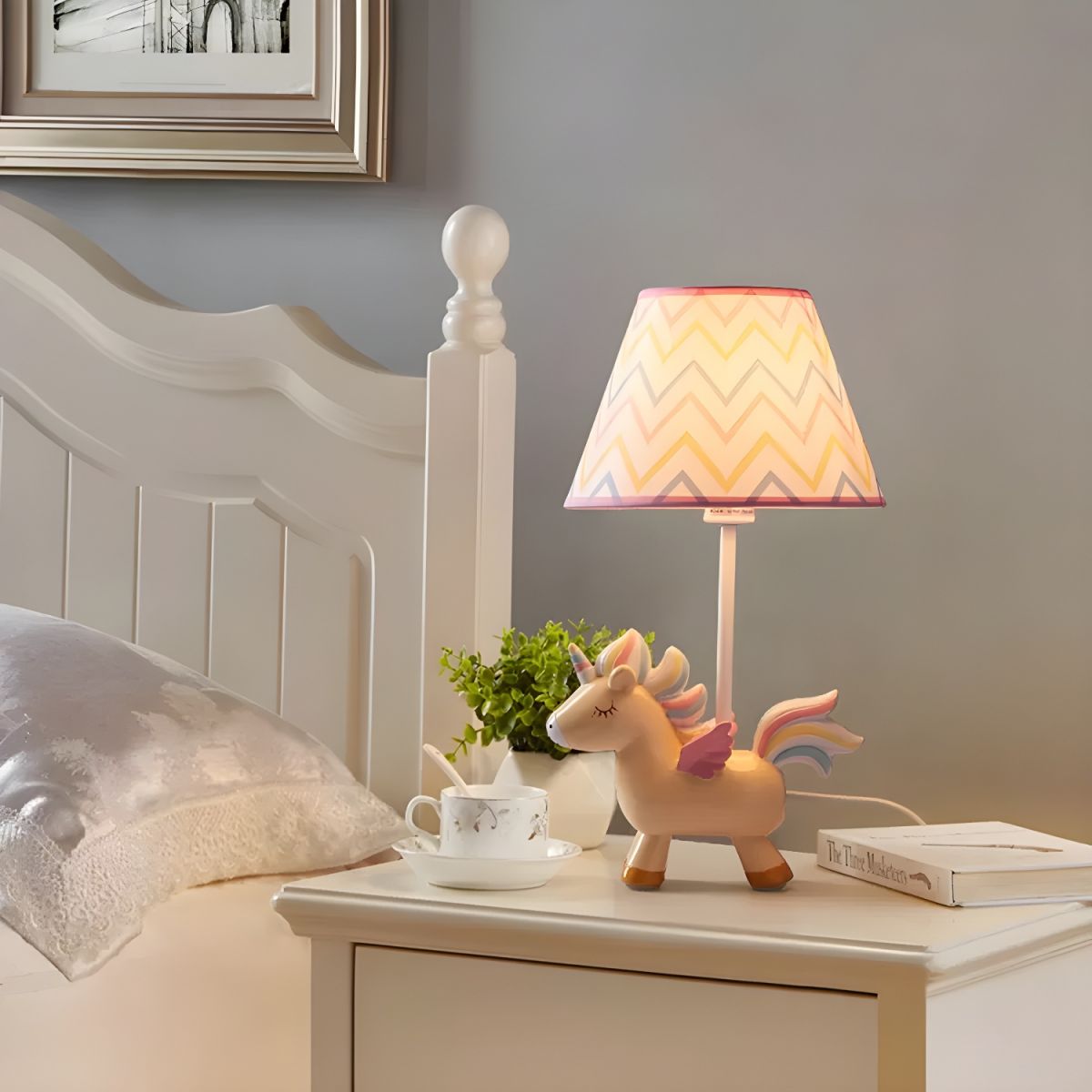 Table Lamp with Resin Unicorn Kids Room | Estrina