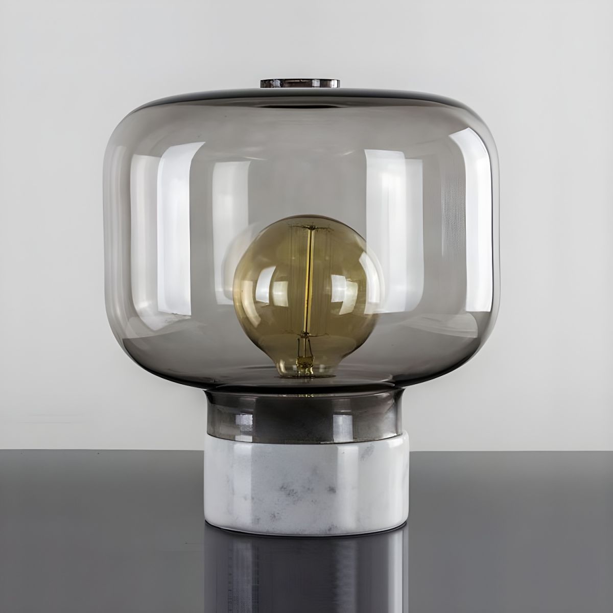 Table Lamp with Smoked Glass Drum Nordic Design | Averin