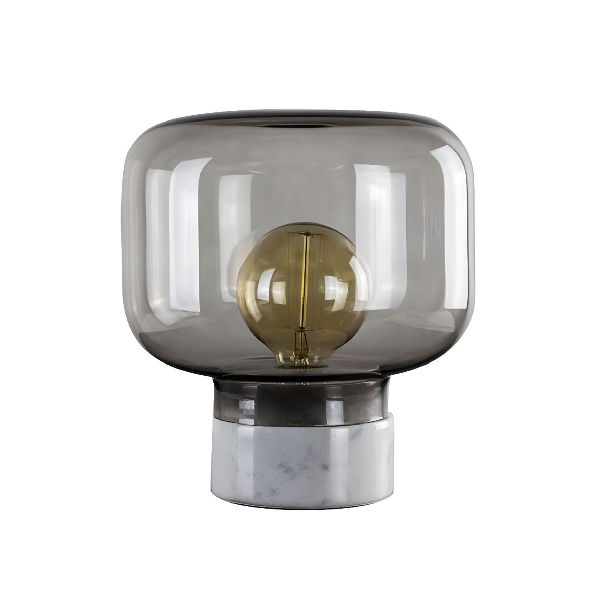 Table Lamp with Smoked Glass Drum Nordic Design | Averin