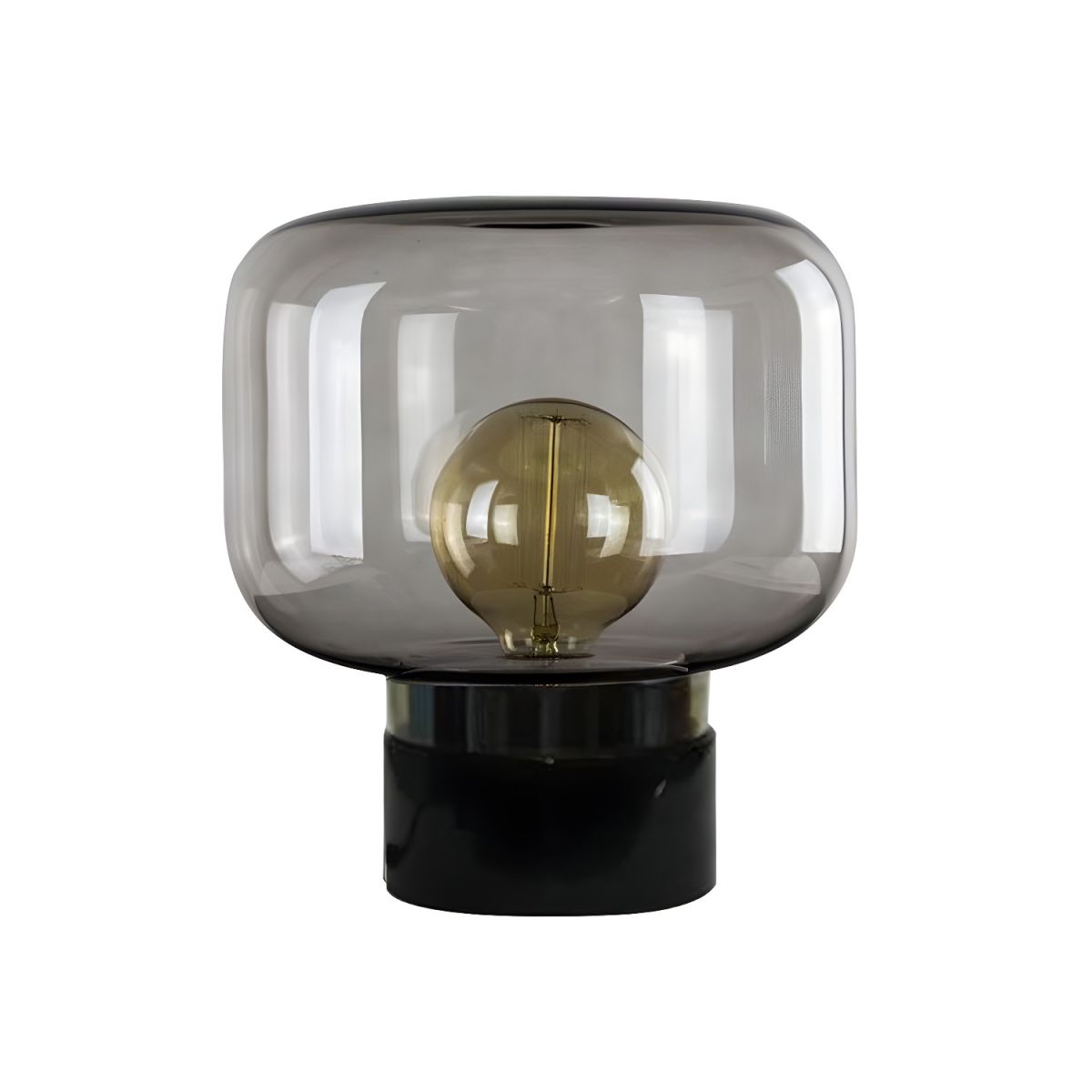 Table Lamp with Smoked Glass Drum Nordic Design | Averin
