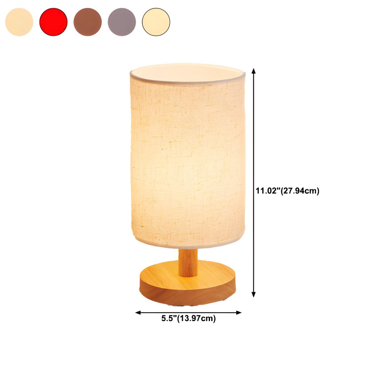 Table Lamp with Solid Wood Base Modern Fabric Shade | Qirvan