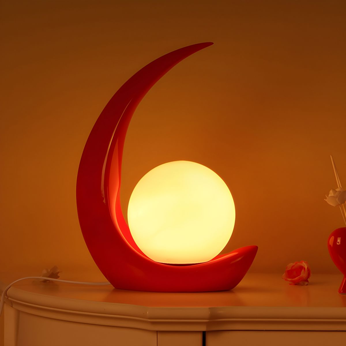 Table Lamp with White Glass Globe Modern Style | Veyron