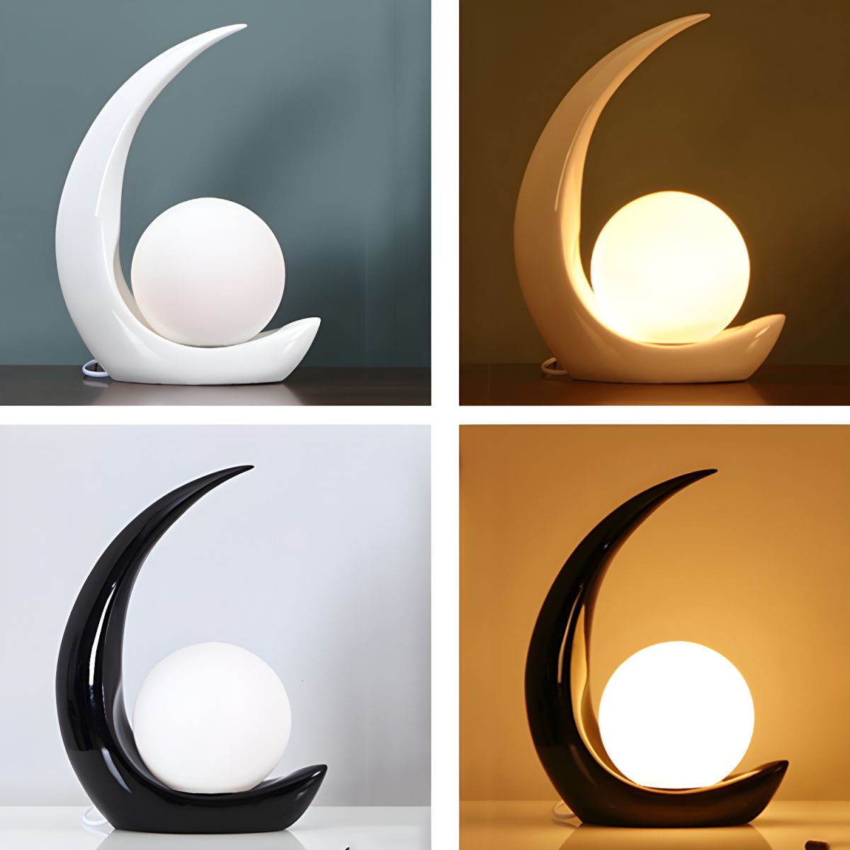 Table Lamp with White Glass Globe Modern Style | Veyron