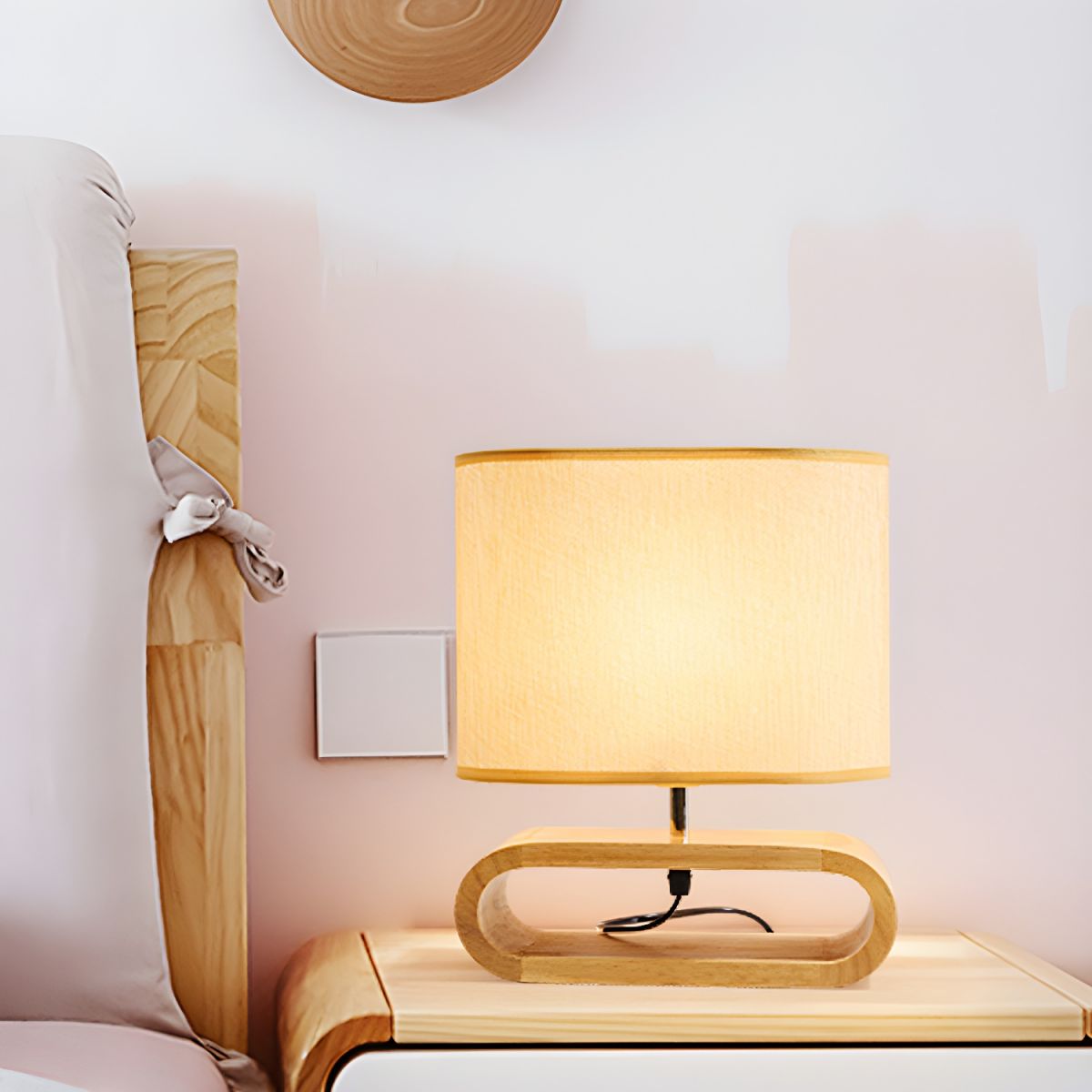 Table Lamp with Wood Base Nordic Fabric Shade | Orluma