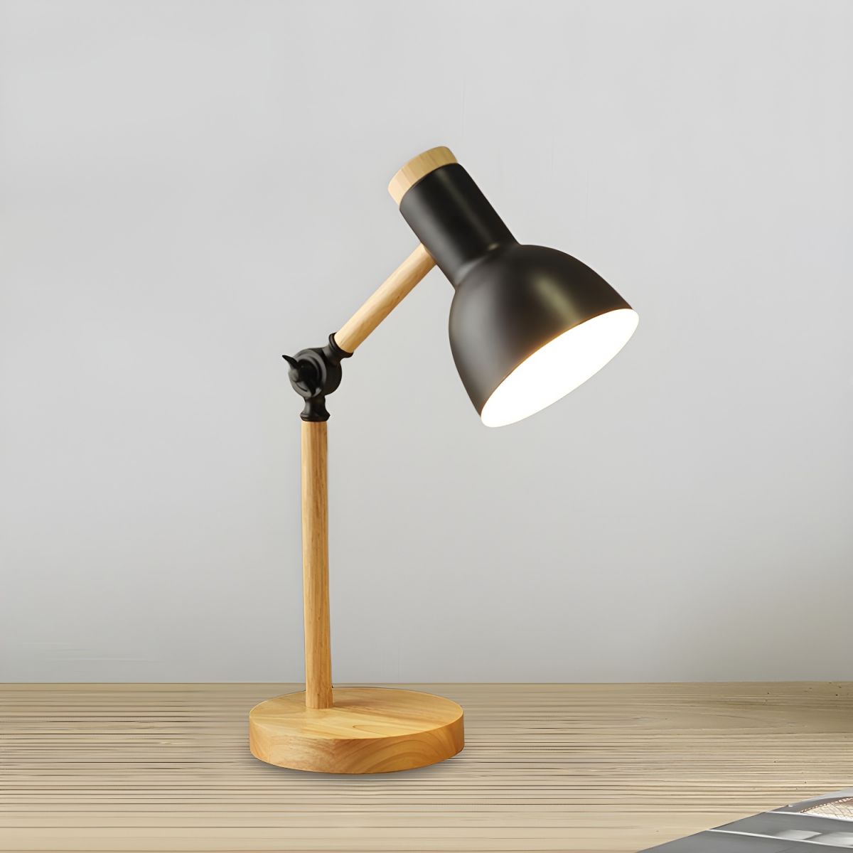 Table Lamp with Wooden Arm Nordic Macaron Style | Loriva
