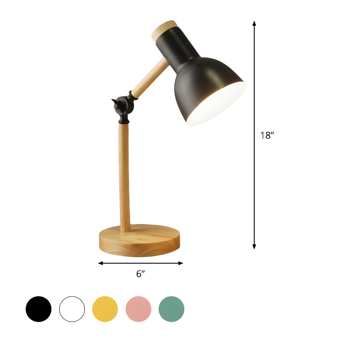 Table Lamp with Wooden Arm Nordic Macaron Style | Loriva