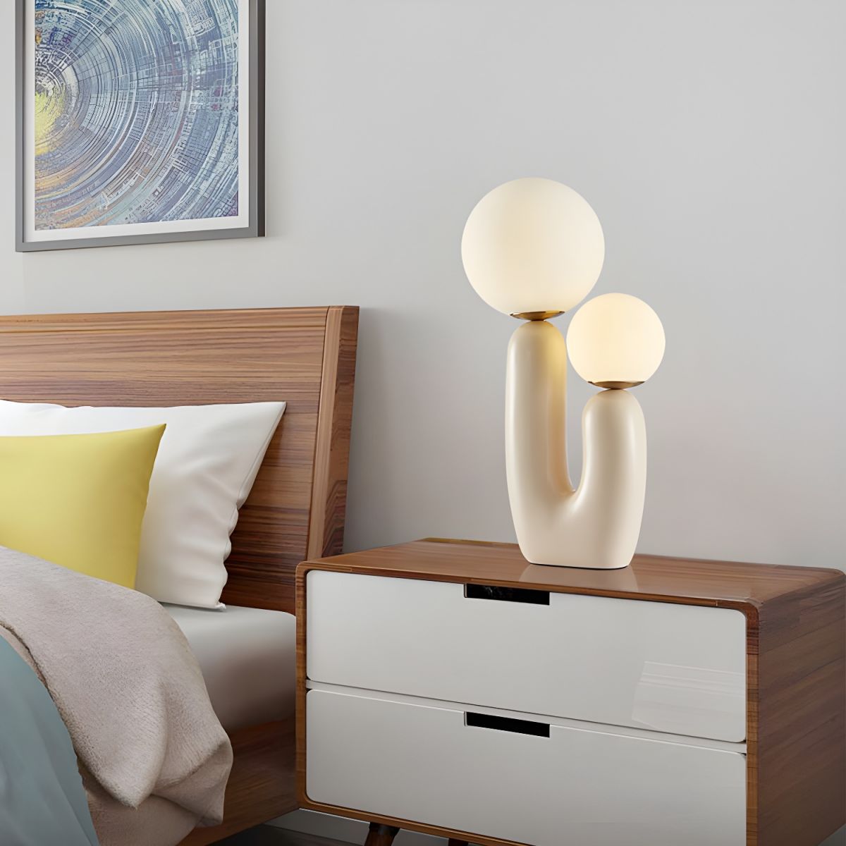 Table Lamp with pink resin base glass shade Nordic | Ravion