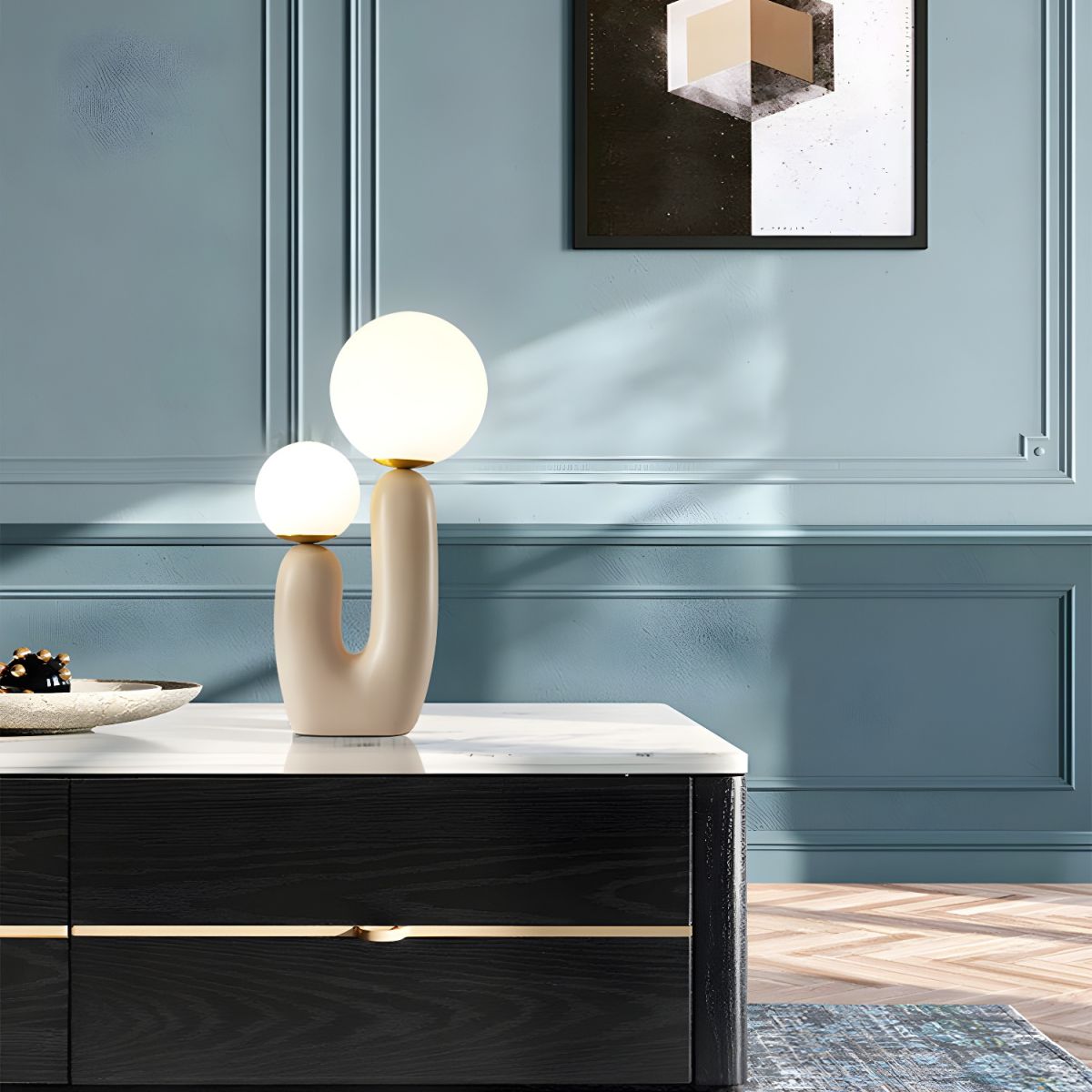 Table Lamp with pink resin base glass shade Nordic | Ravion