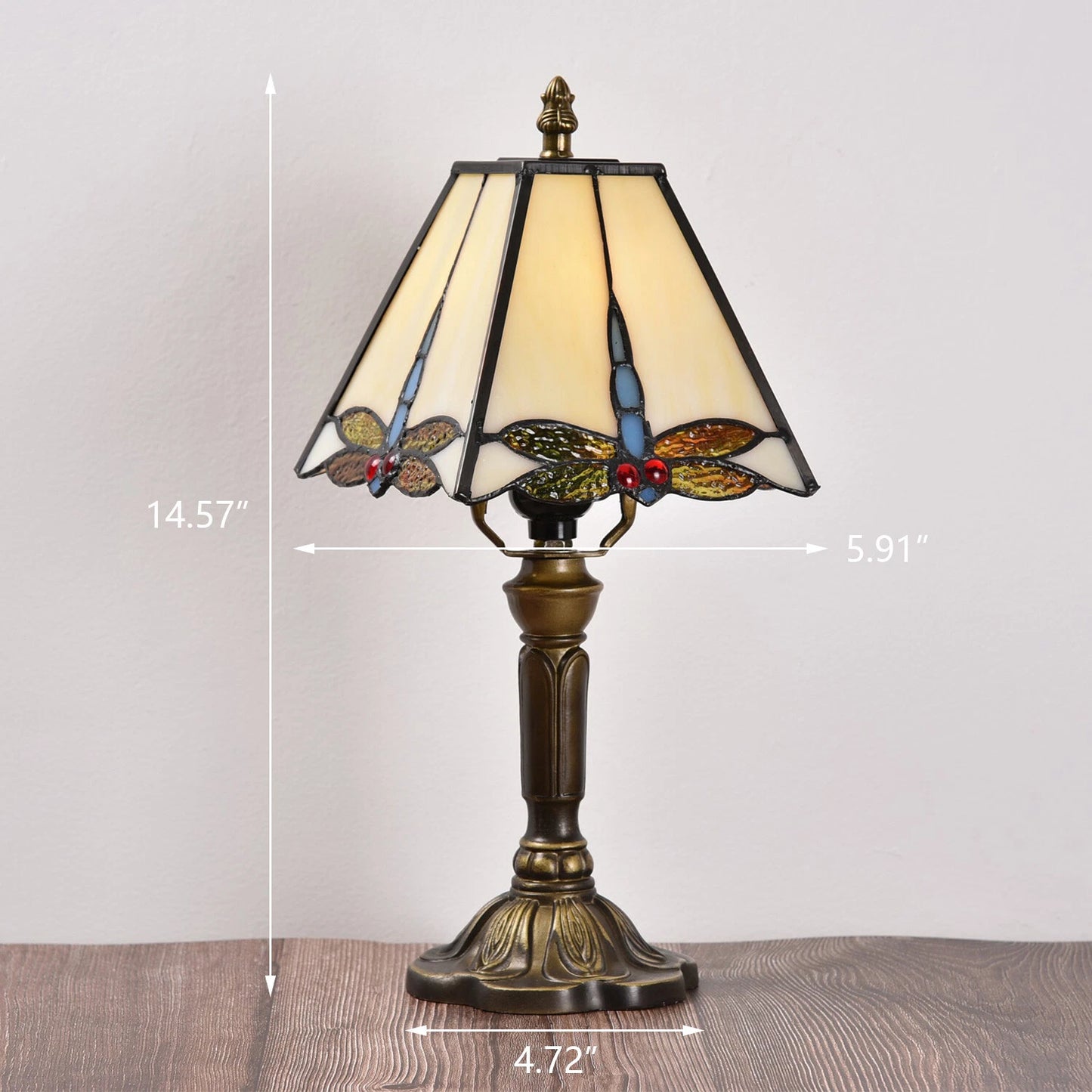 Tiffany Glass Table Lamp Dragonfly Design Cream | Belvora