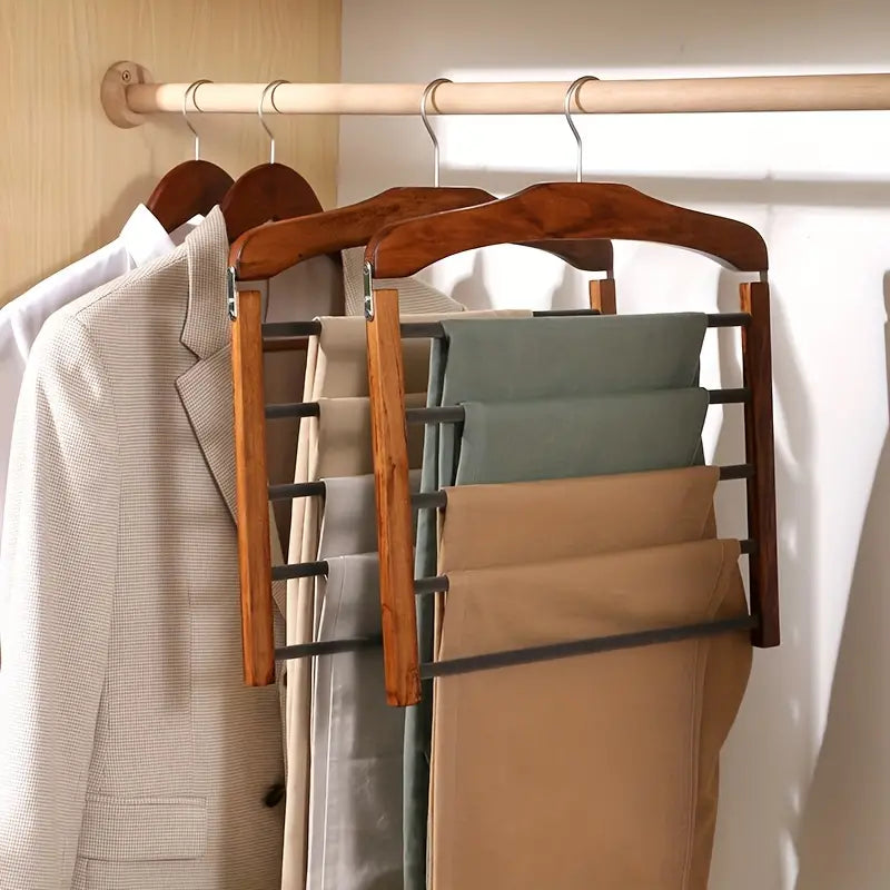 Trouser Rack Wooden Multi Tier for Modern Wardrobes | Oaklena