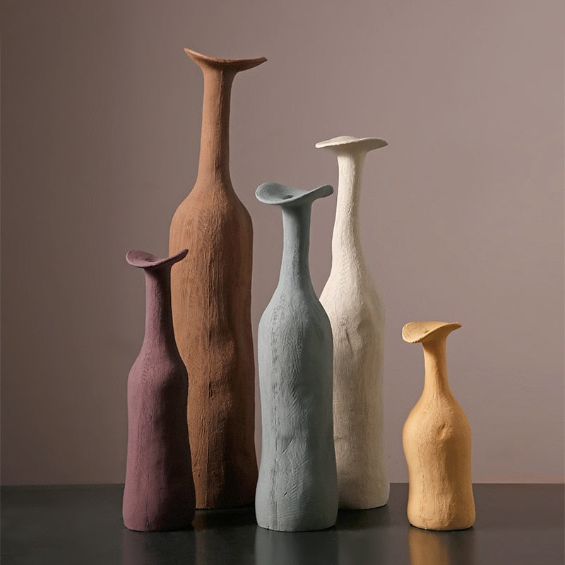 Vase Ceramic Japandi Bottle Handcrafted Design | Morandi