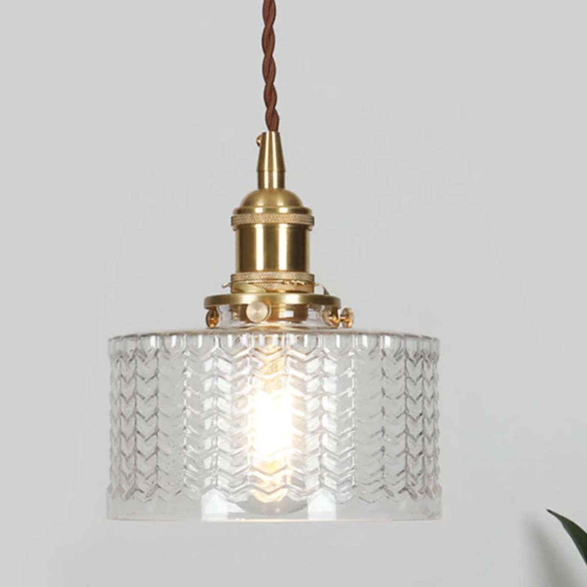 Vintage Glass Ceiling Pendant Light in Brass Finish | Ethereva