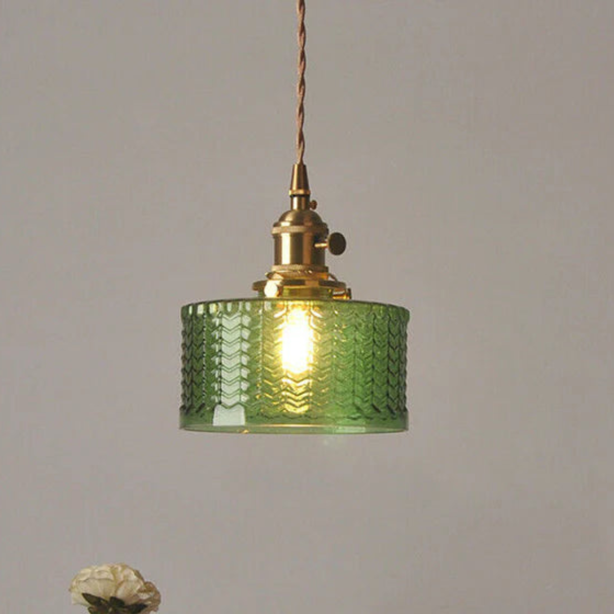 Vintage Glass Ceiling Pendant Light in Brass Finish | Ethereva
