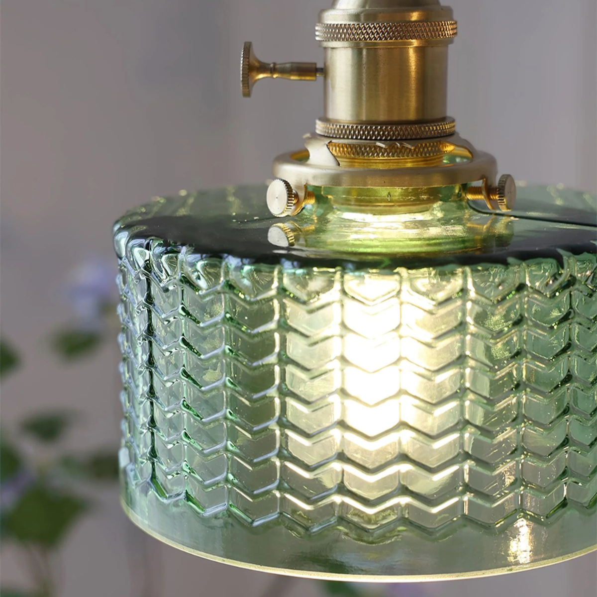 Vintage Glass Ceiling Pendant Light in Brass Finish | Ethereva