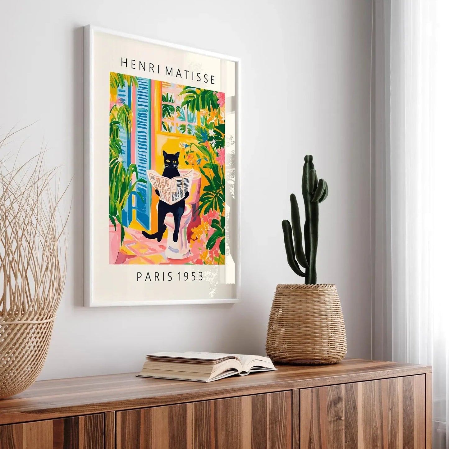 Wall Art Cat in Tropical Bathroom Series Canvas | Felvoro