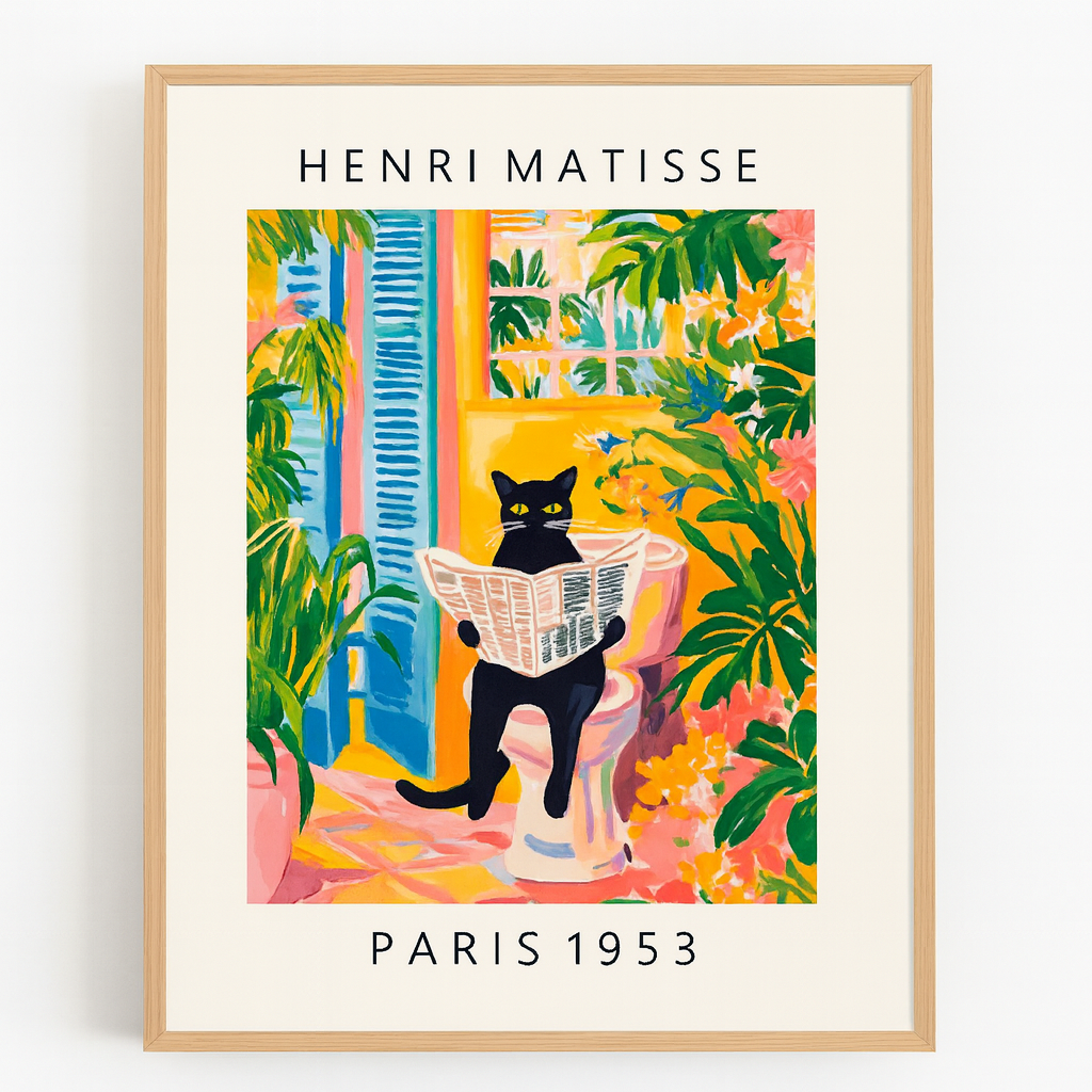 Wall Art Cat in Tropical Bathroom Series Canvas | Felvoro