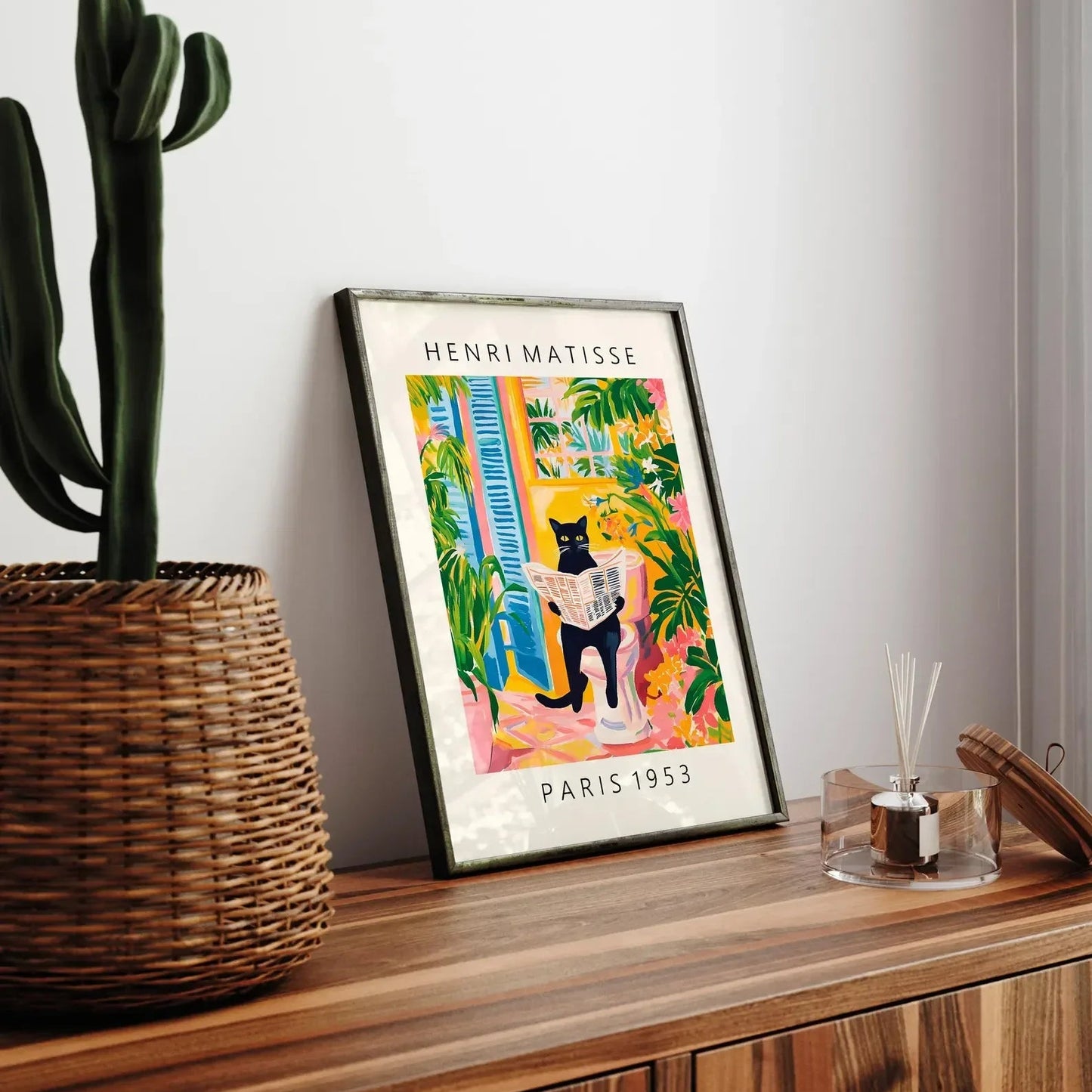 Wall Art Cat in Tropical Bathroom Series Canvas | Felvoro