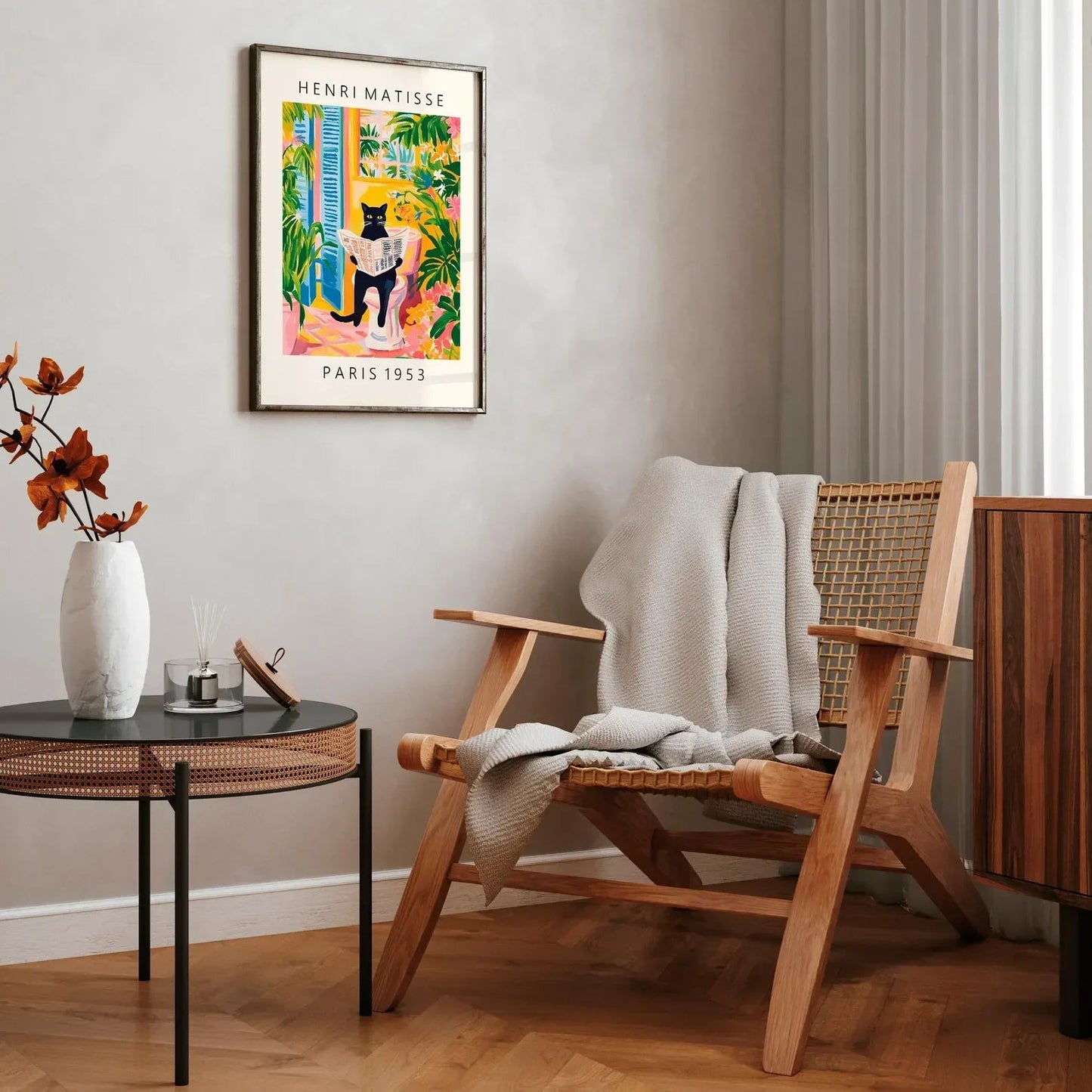 Wall Art Cat in Tropical Bathroom Series Canvas | Felvoro