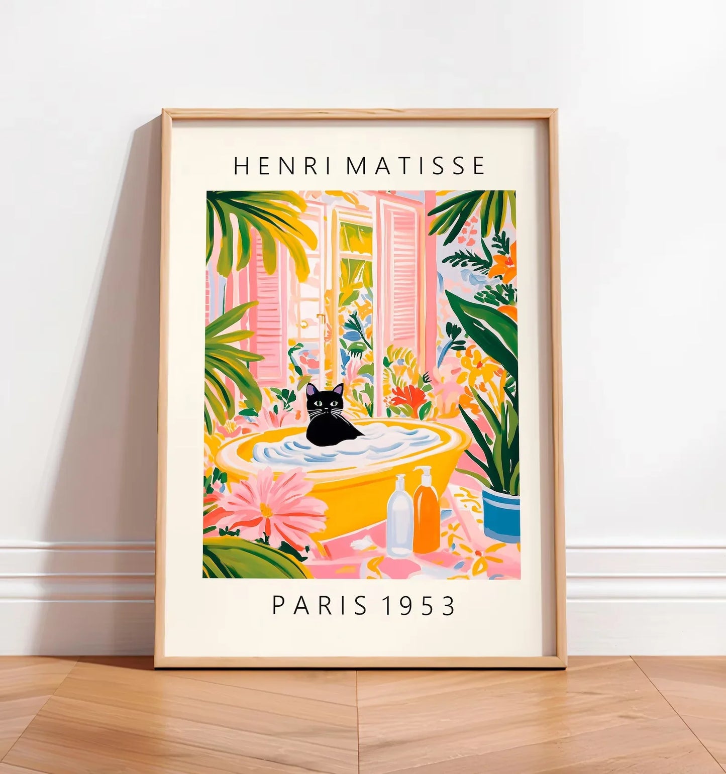 Wall Art Cat in Tropical Bathroom Series Canvas | Felvoro