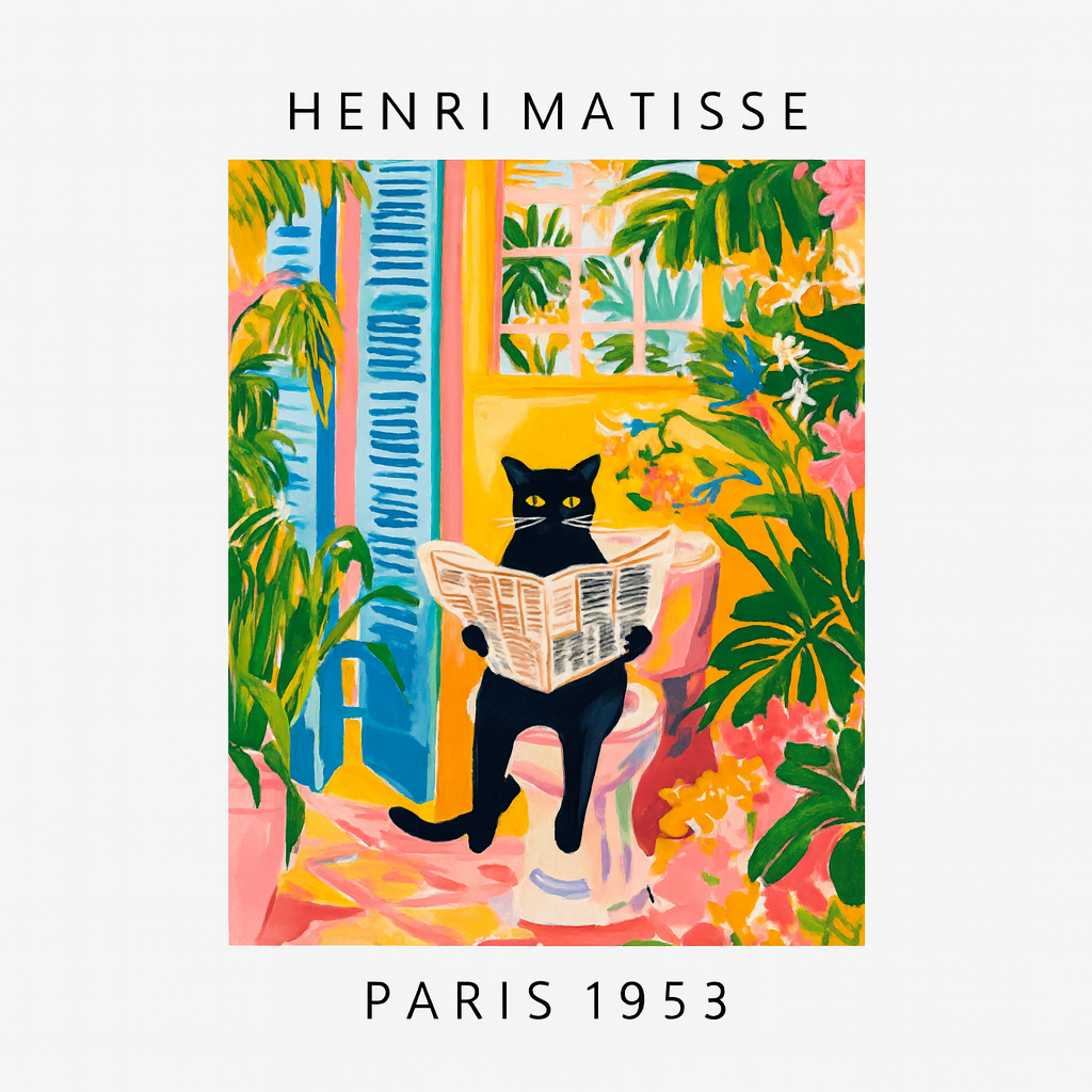 Wall Art Cat in Tropical Bathroom Series Canvas | Felvoro