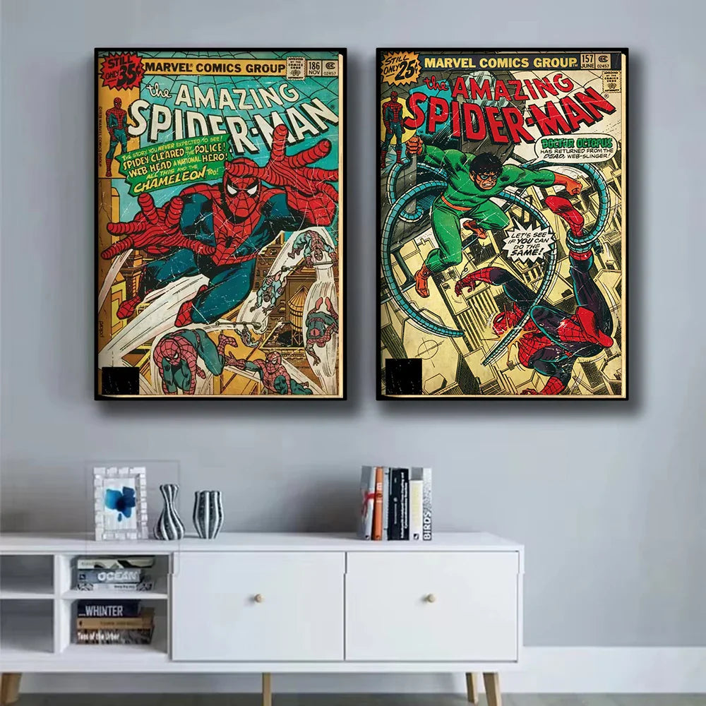 Wall Art Spider Man Retro Comic Canvas Print | Marvoro