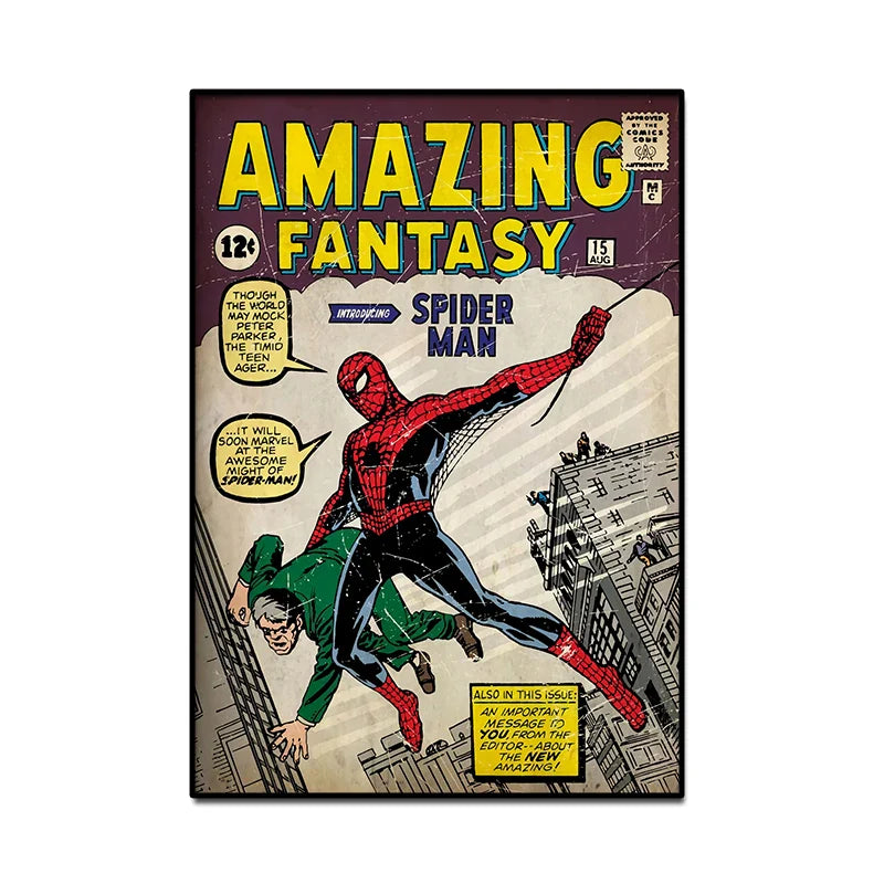 Wall Art Spider Man Retro Comic Canvas Print | Marvoro