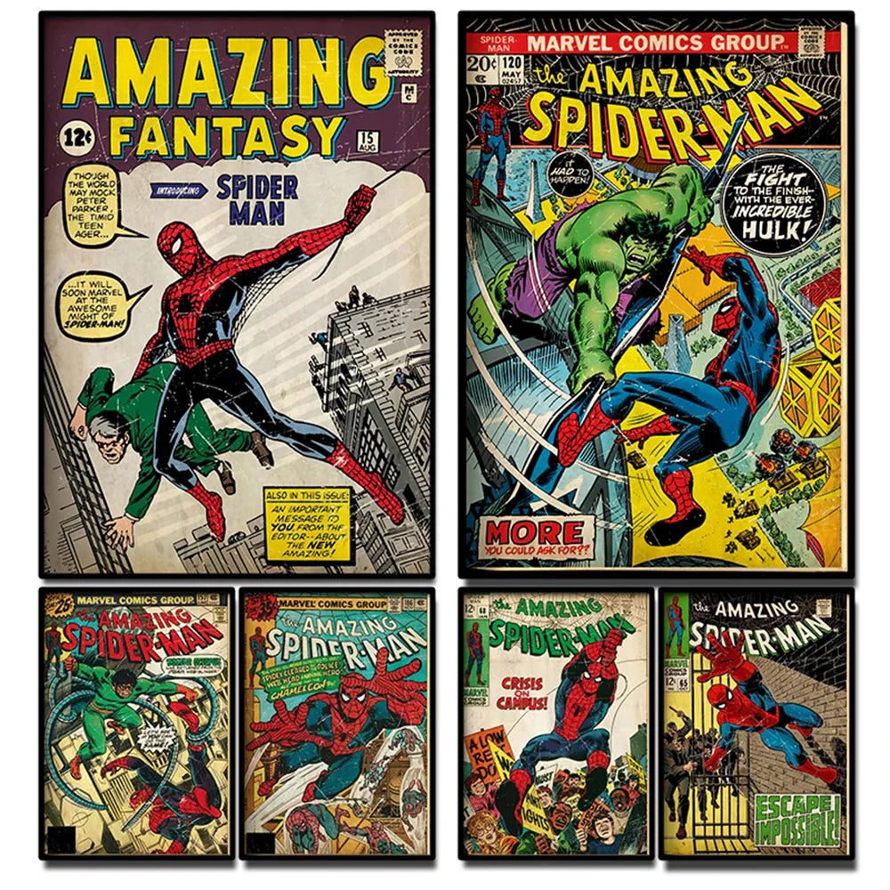 Wall Art Spider Man Retro Comic Canvas Print | Marvoro