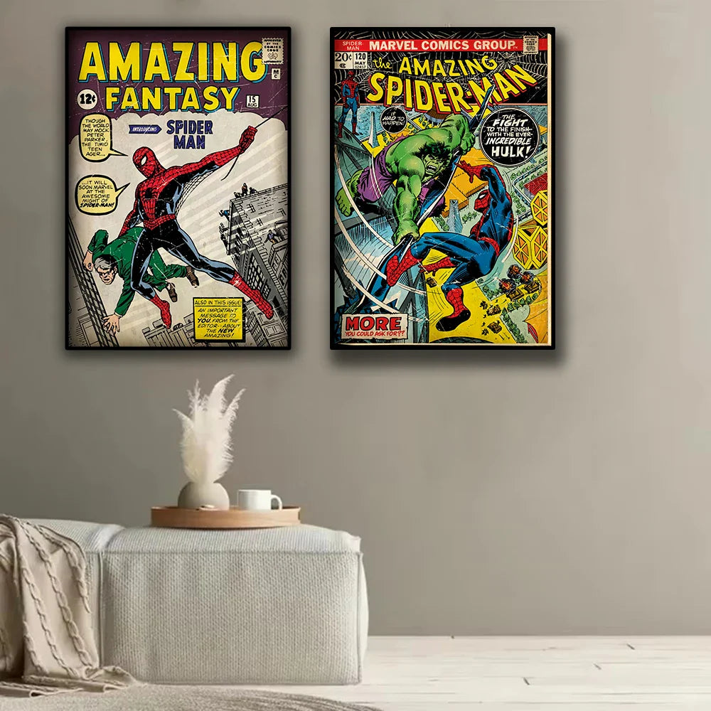 Wall Art Spider Man Retro Comic Canvas Print | Marvoro