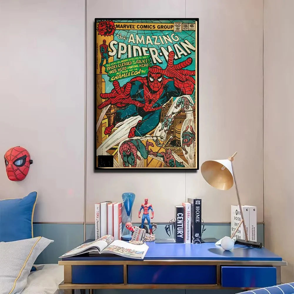 Wall Art Spider Man Retro Comic Canvas Print | Marvoro