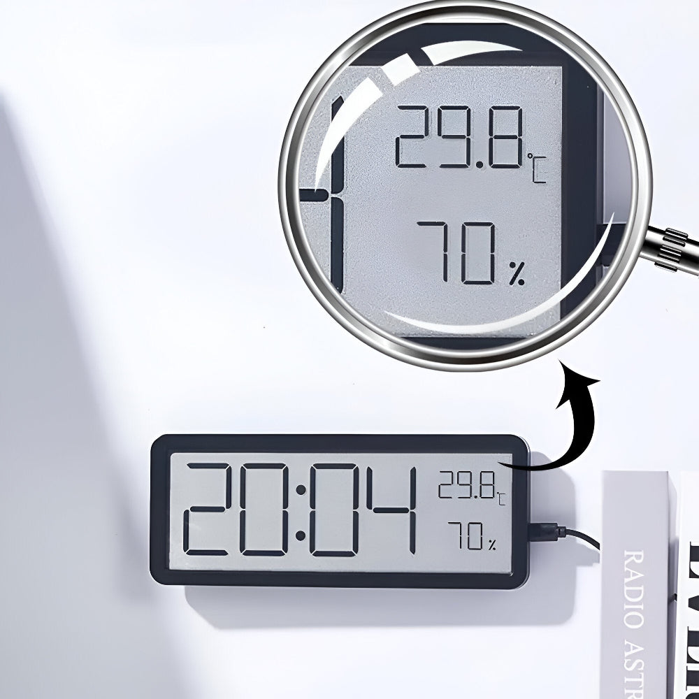 Wall Clock Digital LED with Temperature and Humidity | Ionera