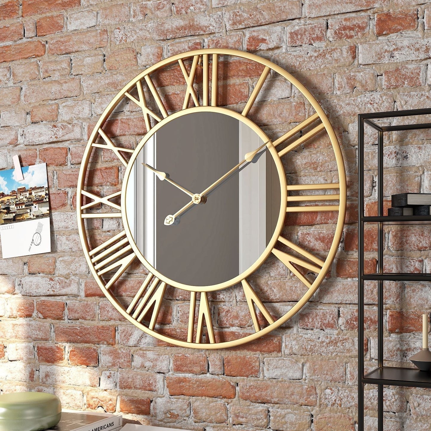 Wall Clock Mirror Metal with Industrial Design | Brivico