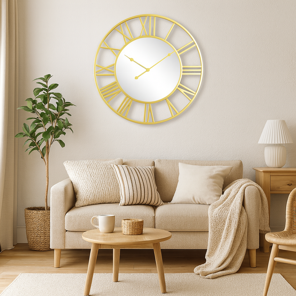 Wall Clock Mirror Metal with Industrial Design | Brivico