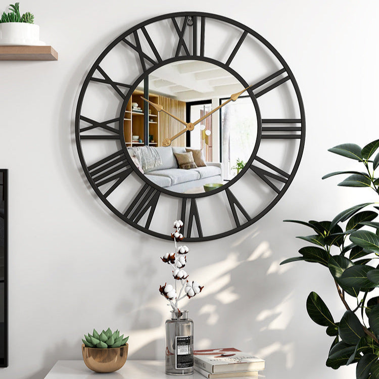 Wall Clock Mirror Metal with Industrial Design | Brivico