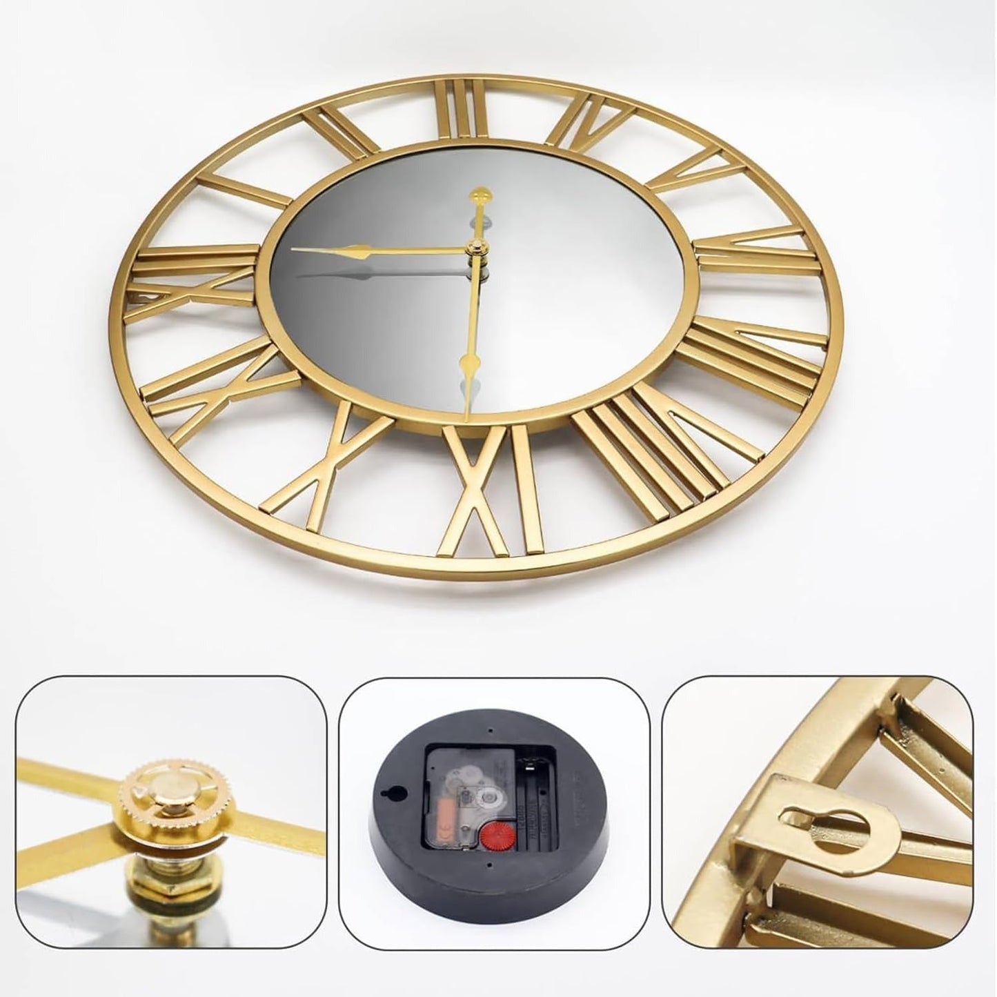 Wall Clock Mirror Metal with Industrial Design | Brivico
